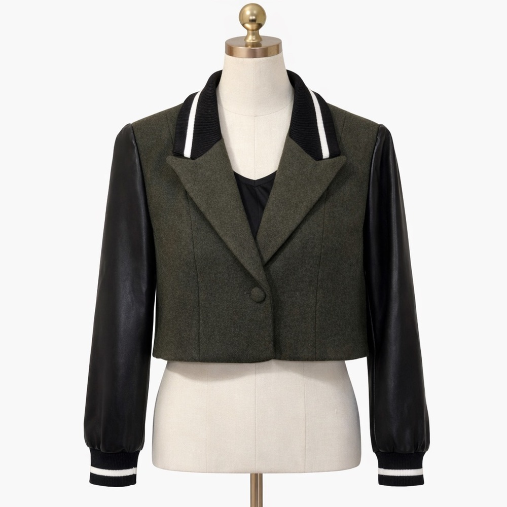 7 For All Mankind Mixed Media Bomber Jacket Size L - Picture 1 of 14